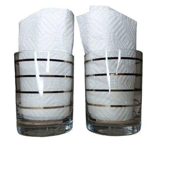 Vintage Georges Briard Silver Rimmed Glass Tumblers Set Of 2 Mid-Century Modern - Picture 1 of 15